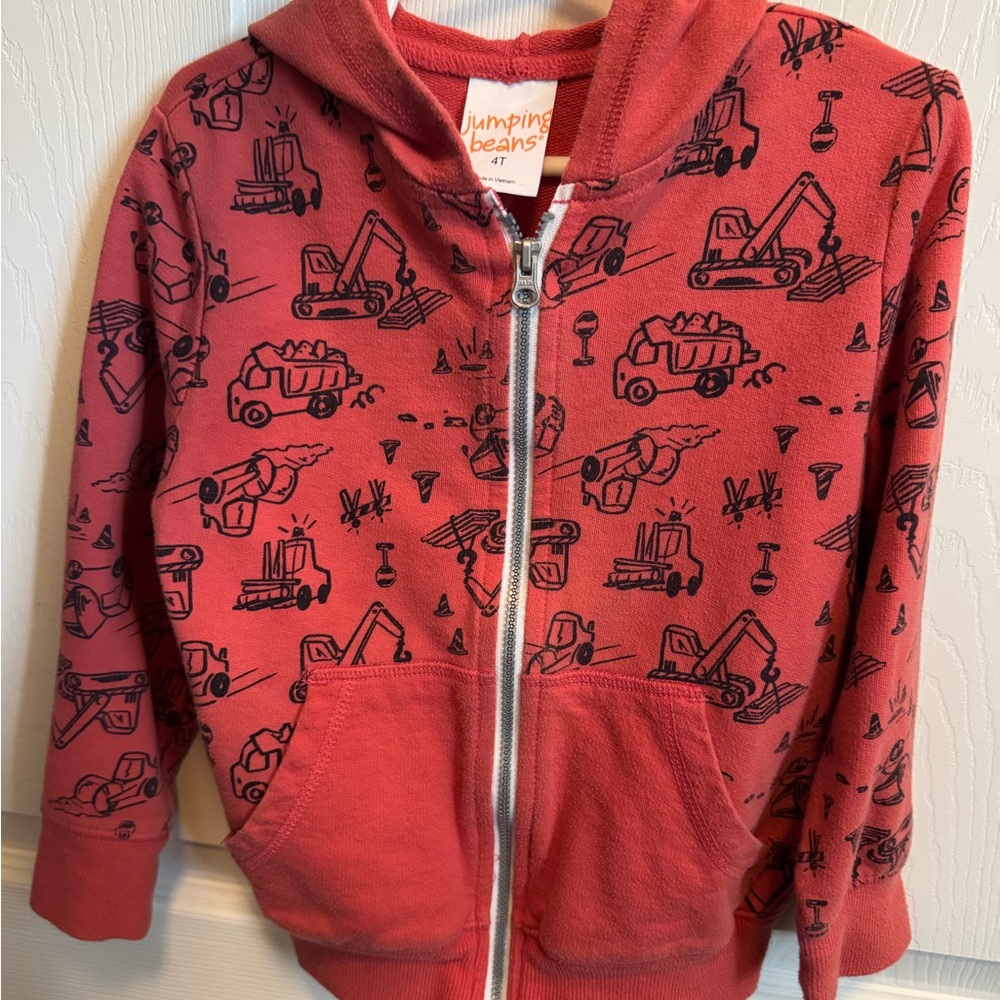 Jumping Beans Red Construction Print Kids Hoodie